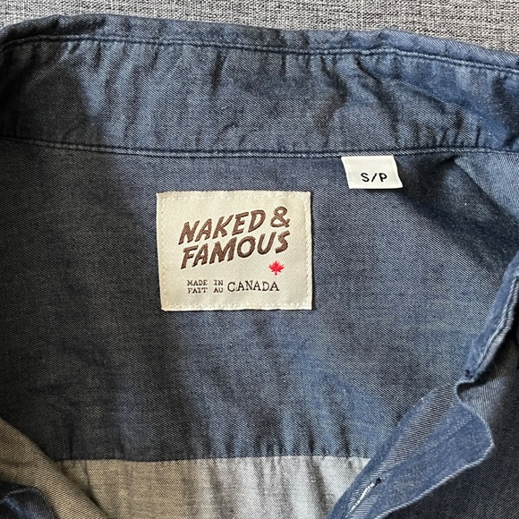 Naked & Famous Japanese Cotton Chambray Button Down Shirt - Men's Size S - Blue - Picture 4 of 9